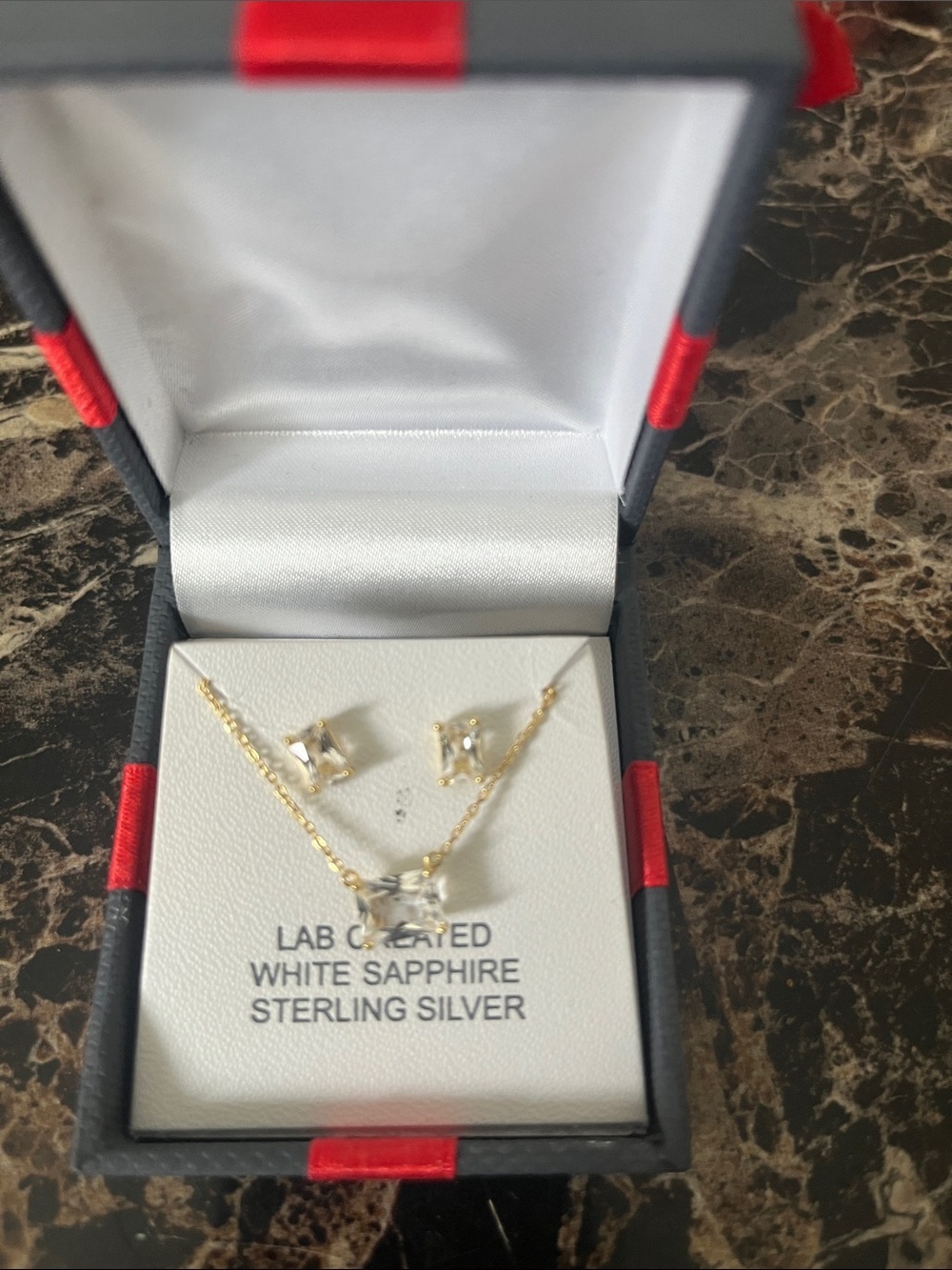 White Sapphire Sterling Silver Necklace and Earrings